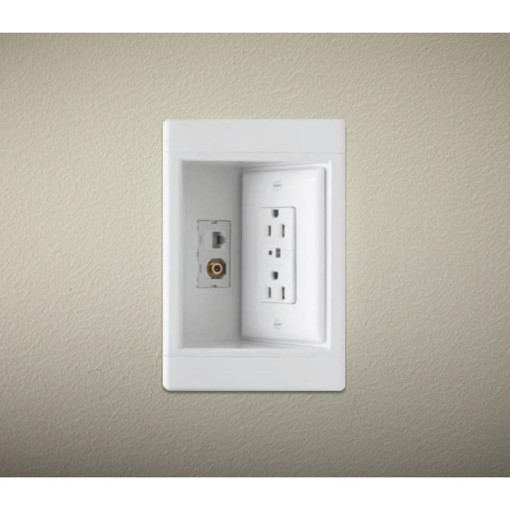1 Gang Recessed Tv Media Box Kit With Surge Suppressing Outlet And 1 Gang Recessed Tv Media Box Kit With