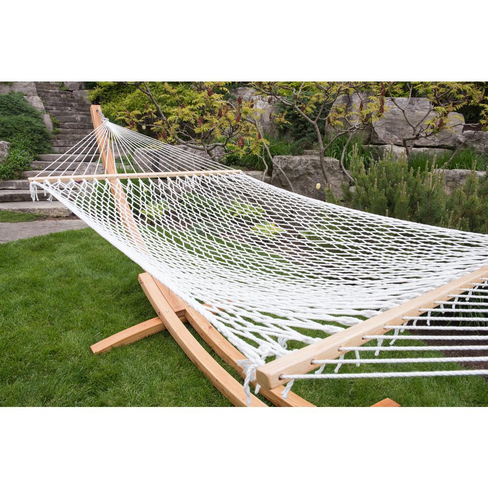 Vivere 12 5 Ft Polyester Rope Double Hammock In White Poly20 The Polyester Rope Double Hammock In White