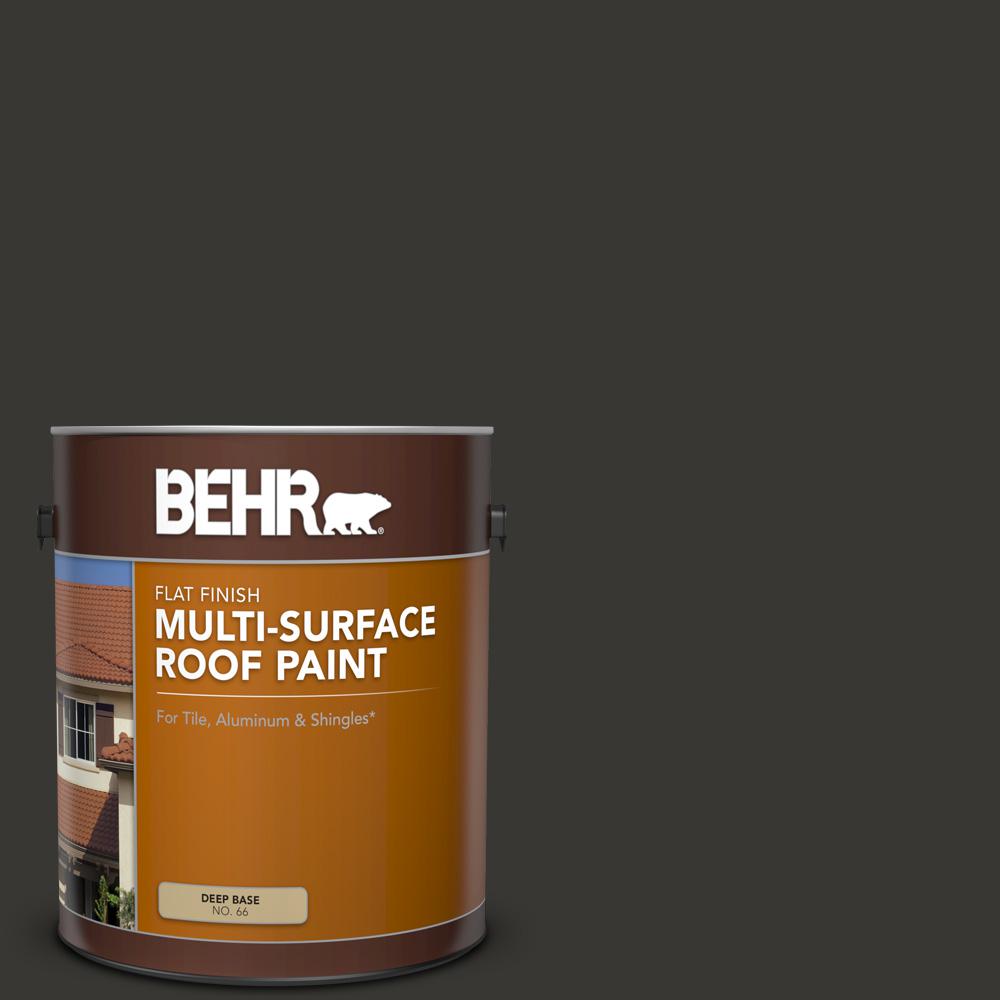 BEHR 1 gal. Black Flat MultiSurface Exterior Roof Paint06601 The