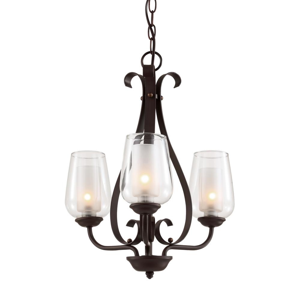 Transglobe 3 Light Rubbed Oil Bronze Chandelier With Frosted And Clear   Rubbed Oil Bronze Transglobe Chandeliers 70387 Rob 64 1000 