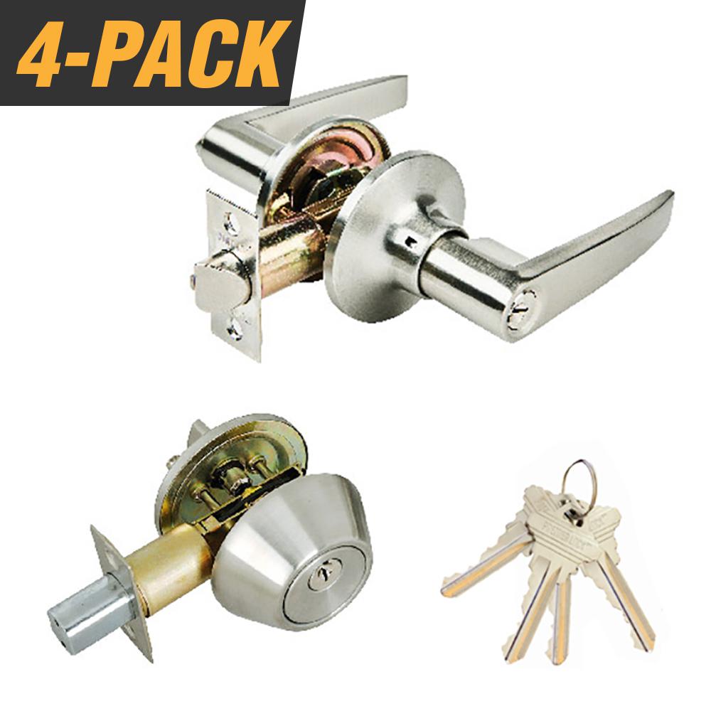 Stainless Steel Door Lock Combo Packs Door Locks The Home Depot