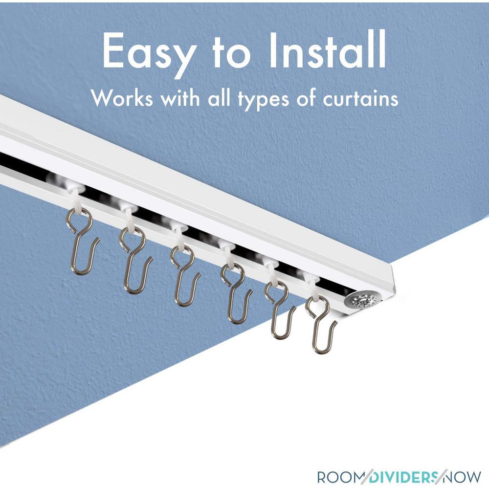 Roomdividersnow Roomdividersnow Ceiling Track Set 6 Ft To 12 Ft Medium For Spaces Wide In White Ctsetmw The Home Depot