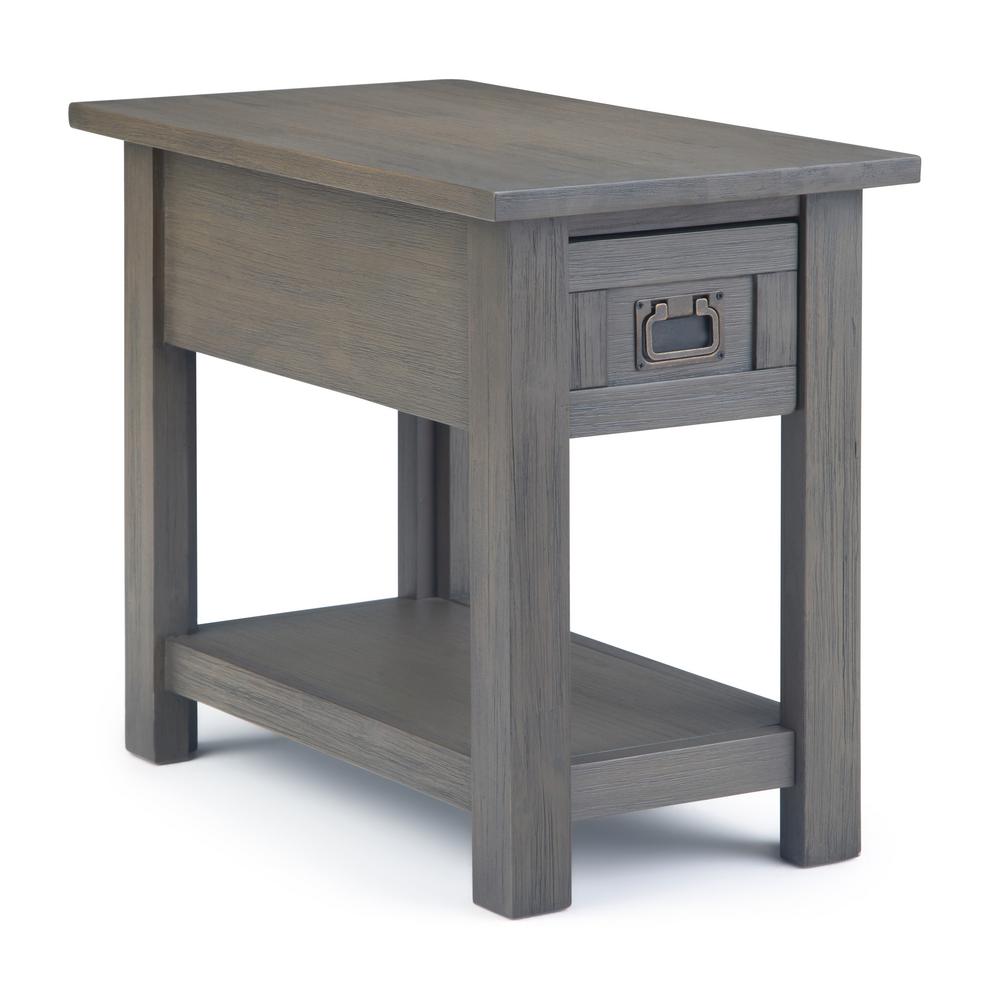 Simpli Home Monroe Solid Acacia Wood 14 In Wide Rustic Contemporary Narrow Side Table In Farmhouse Grey Axcmon 09fg The Home Depot