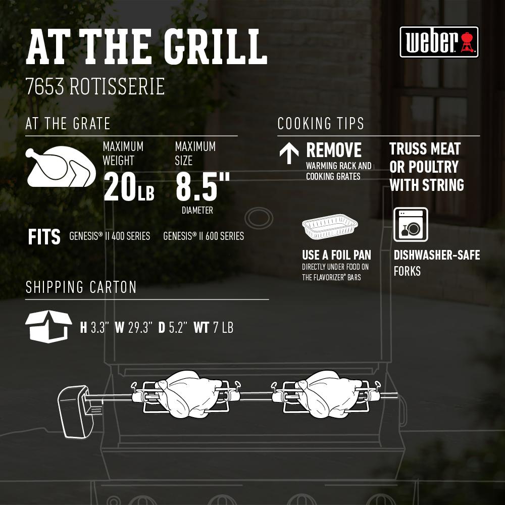 Weber Electric Rotisserie For Genesis Ii 4 And 6 Burner Gas Grill 7653 The Home Depot