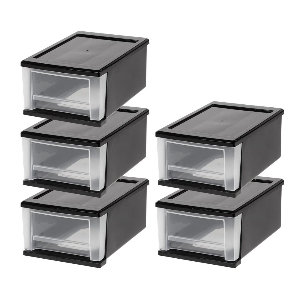 IRIS 7 Qt. Stacking Drawer in Black (5Pack)580014 The Home Depot