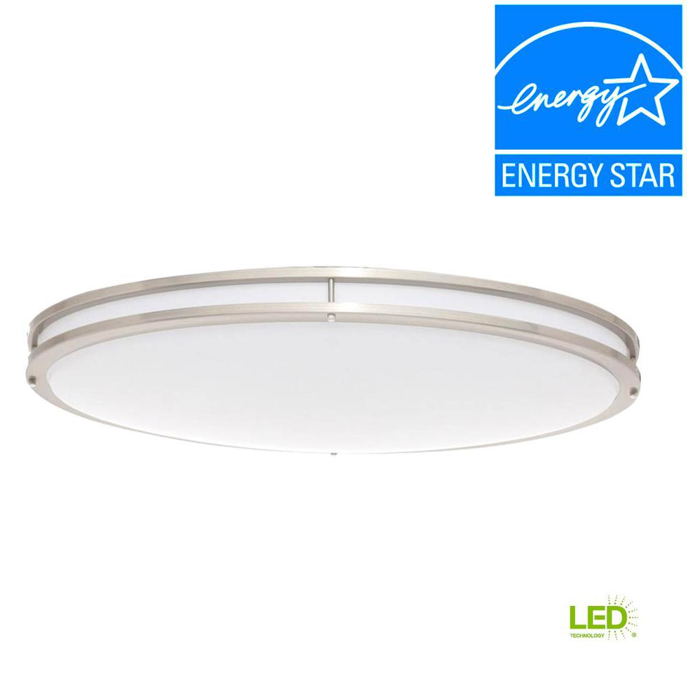 Envirolite 32 In Brushed Nickel White Low Profile Led Ceiling Flush Mount