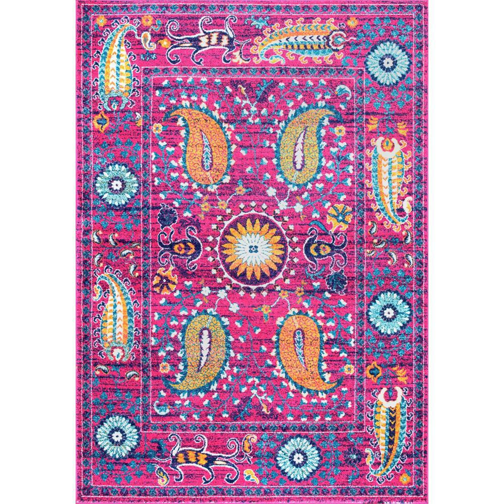Purple Area Rugs The Home Depot Nikita Paisley Suzani Fuchsia 9 Ft X 12 Area Rug