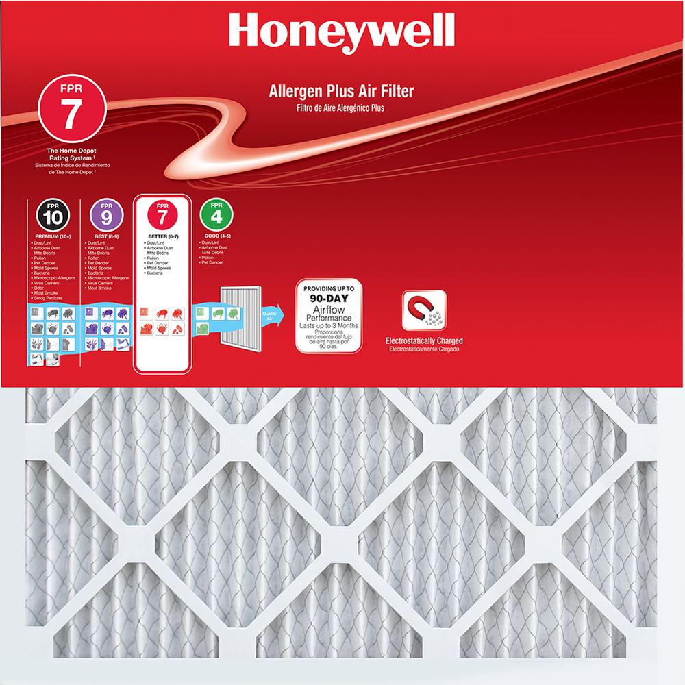 Honeywell 16 X 23 X 1 Allergen Plus Pleated Fpr 7 Air Filter Hw7fpr16a23a1 1 The Home Depot