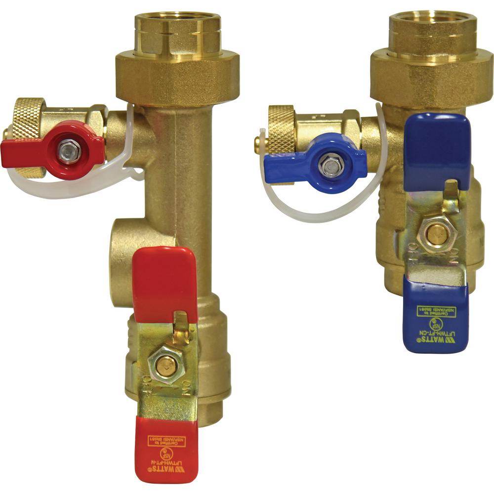 watts 2 piece lead free brass tankless water heater valve set lf twh ft hcn the home depot 2 piece lead free brass tankless water heater valve set