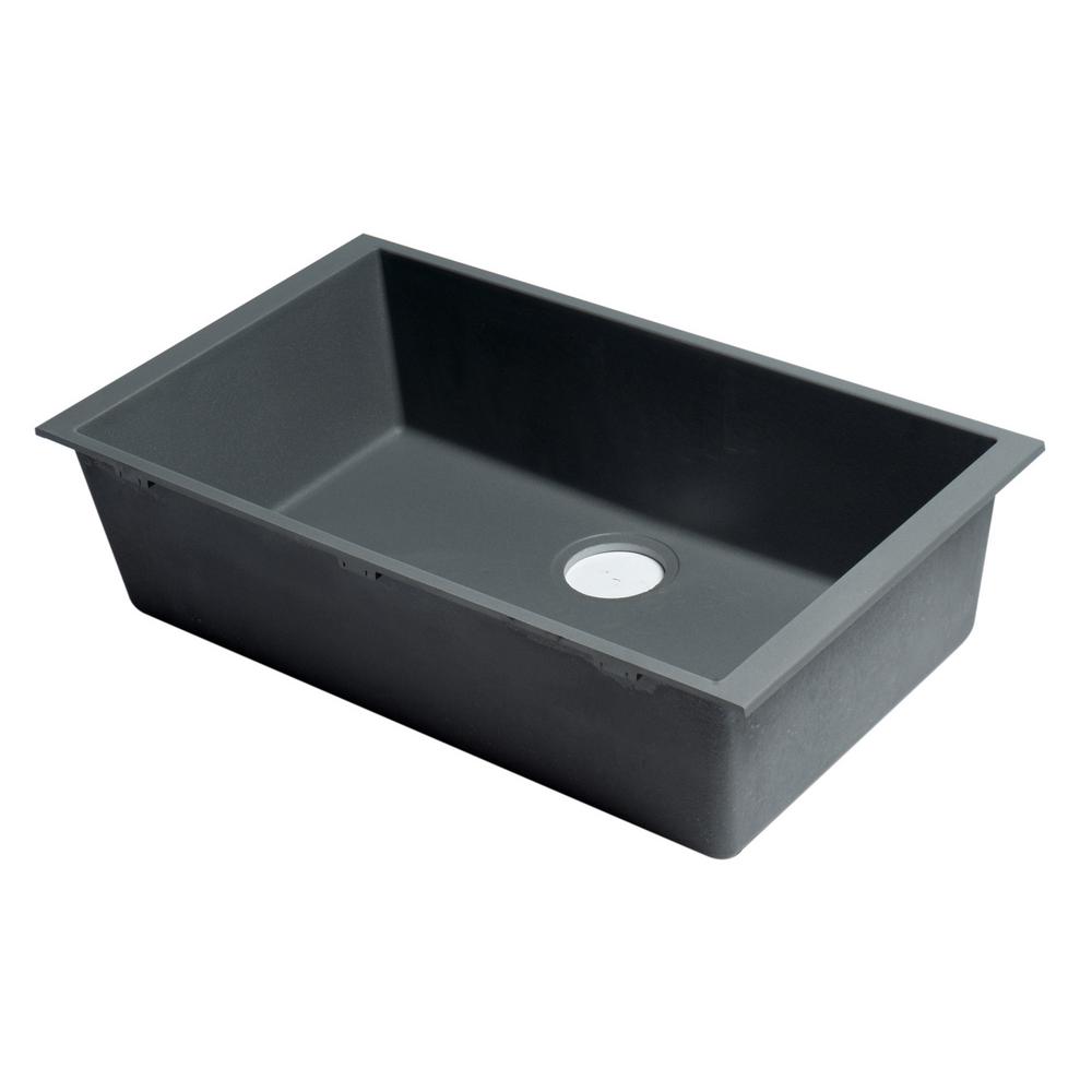 Undermount Granite Composite 29 88 In Single Bowl Kitchen Sink In Titanium