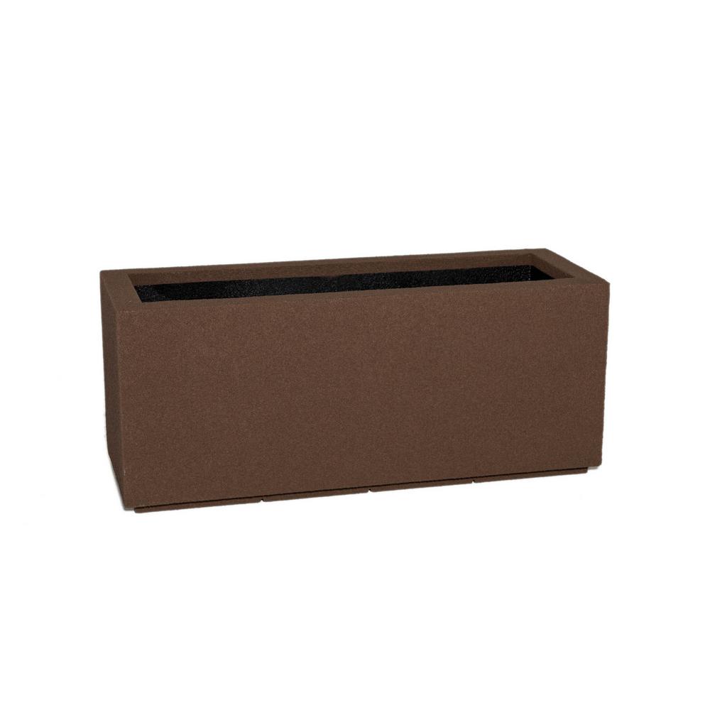 PolyStone Planters Milan Tall 46 in. x 19 in. Brown Trough 