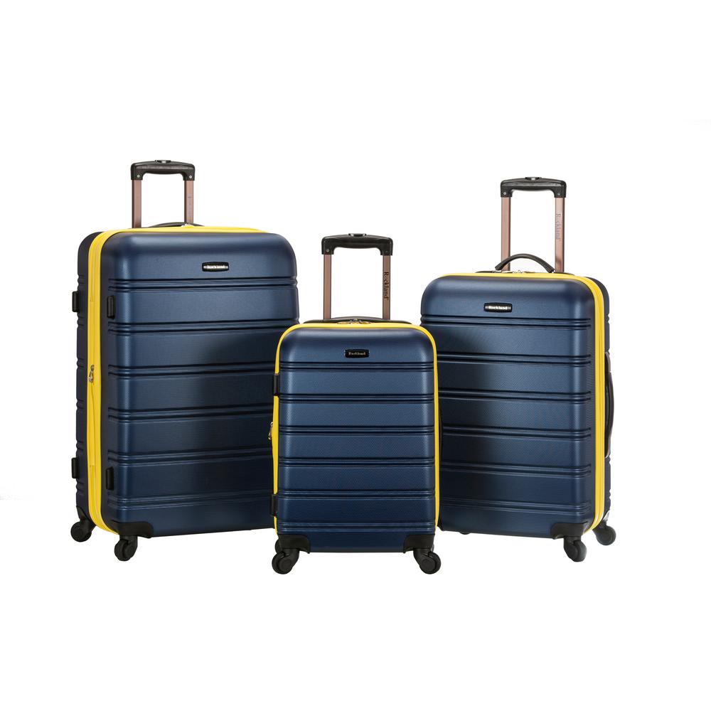 Rockland 3-Piece ABS Upright Luggage Set with Spinner Wheels-F160-NAVY ...