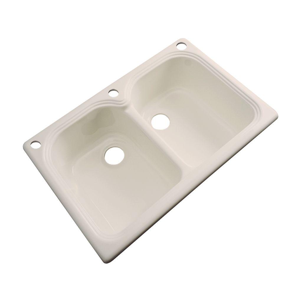 Thermocast Newport Dropin Acrylic 33x22x9 in. 3Hole Double Bowl