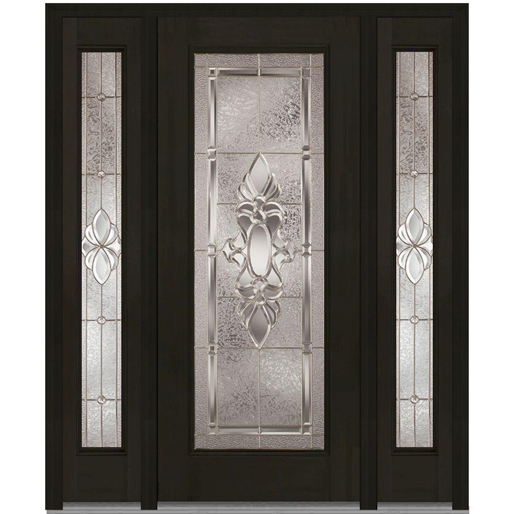 64 X 80 Dark Brown Wood Fibergl Doors Front The 64 In X 80 Heirloom Master Right Hand Full Lite Decorative Fibergl