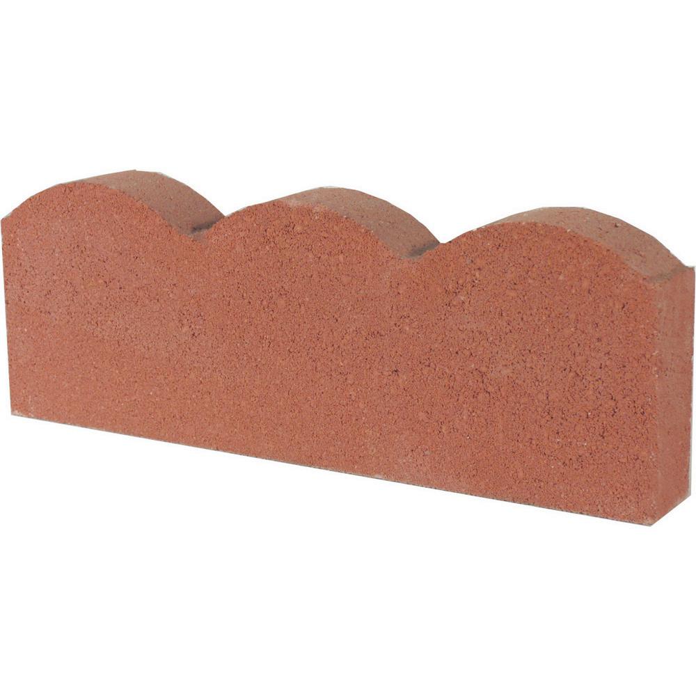 Oldcastle 15.75 in. x 5.5 in. x 2 in. Red Straight Scallop Concrete ...