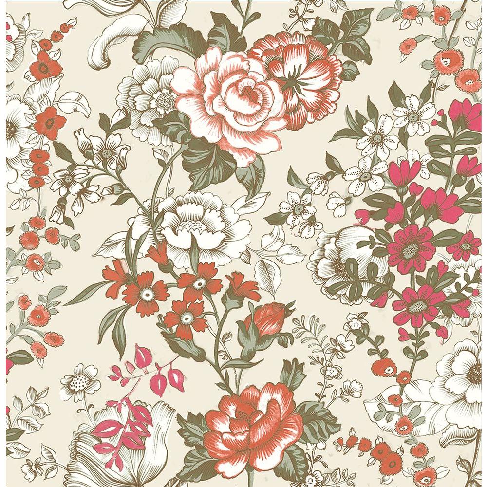 A-Street Ainsley Red Boho Floral Wallpaper-1014-001848 - The Home Depot