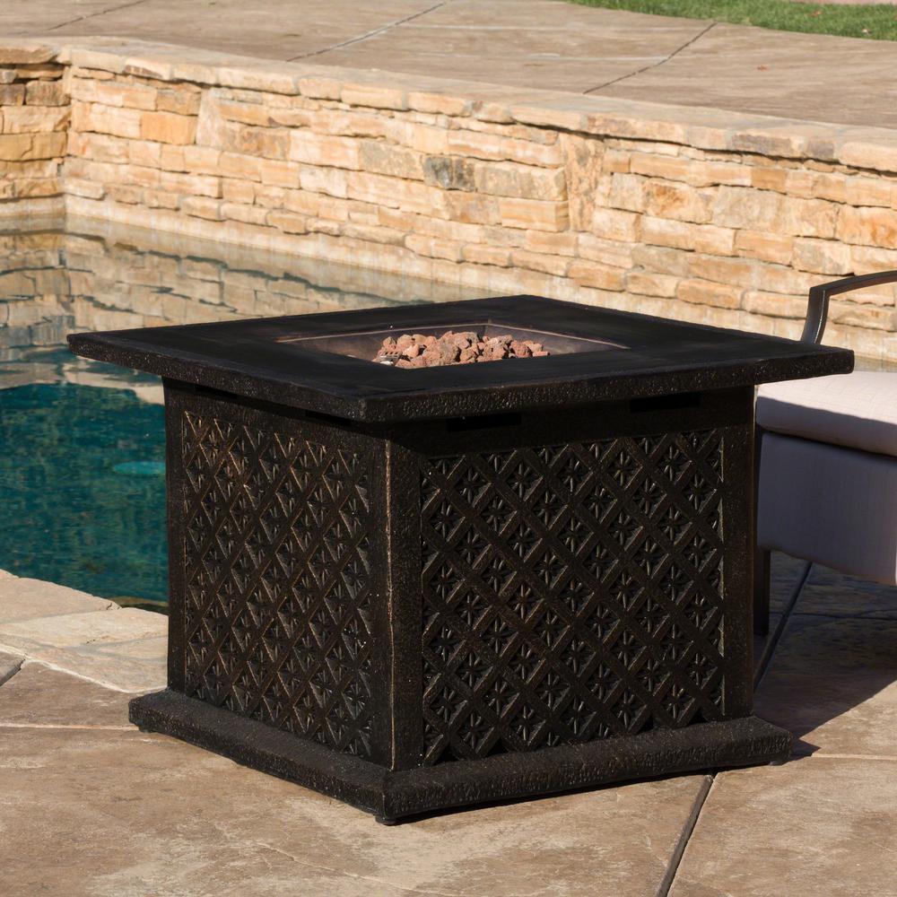 Noble House Ooaxa 33 5 In X 23 6 Square Cast Mgo Fire Pit Noble House Ooaxa 33 5 In X 23 6 Square Cast Mgo Fire Pit Copper 40 000 Btu