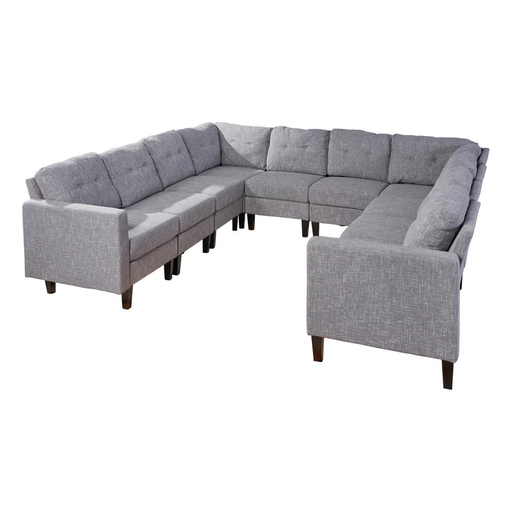 Le House Delilah Mid Century Modern 10 Piece Gray Tweed Fabric U Delilah Mid Century Modern 10 Piece Gray Tweed Fabric U Shaped Sectional Sofa Set