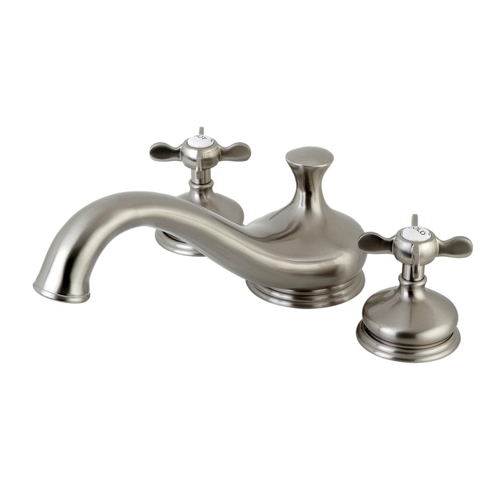 Kingston Brass Heritage Cross 2Handle Deck Mount Roman Tub Faucet in Satin NickelHKS3338BEX