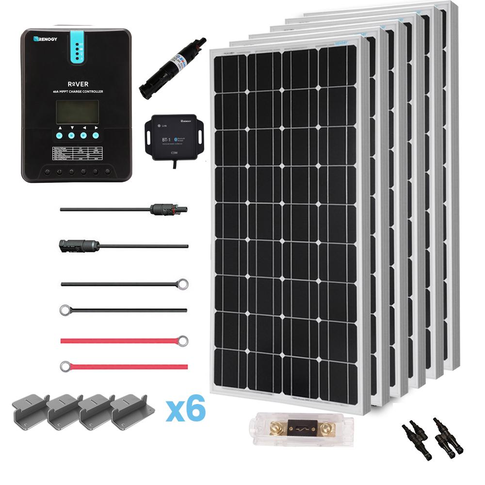 Renogy 600-Watt 24-Volt Monocrystalline Off-Grid Solar Premium Kit ...