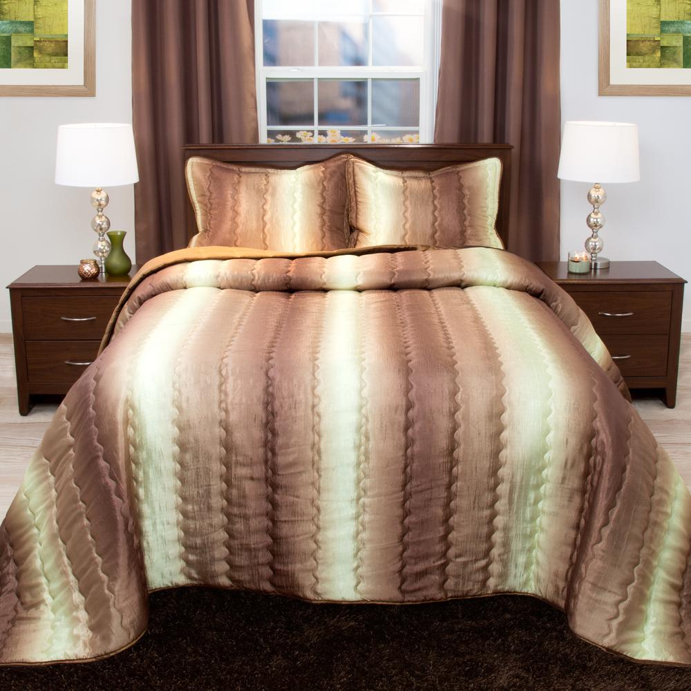 Lavish Home Striped 2 Piece Chocolate And Taupe Metallic Twin Lavish Home Striped 2 Piece Chocolate And Taupe Metallic Twin Comforter Set