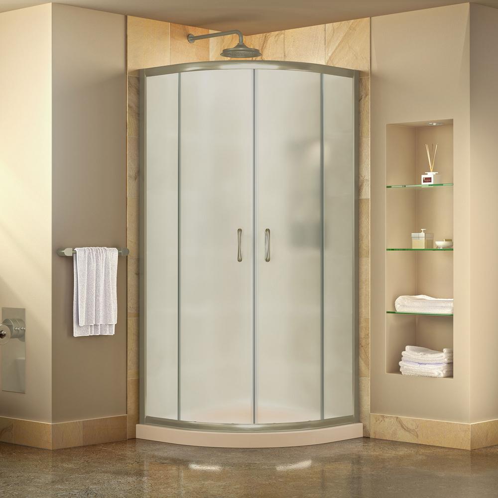 Dreamline Prime 33 In X 74 3 4 In Semi Frameless Corner Sliding
