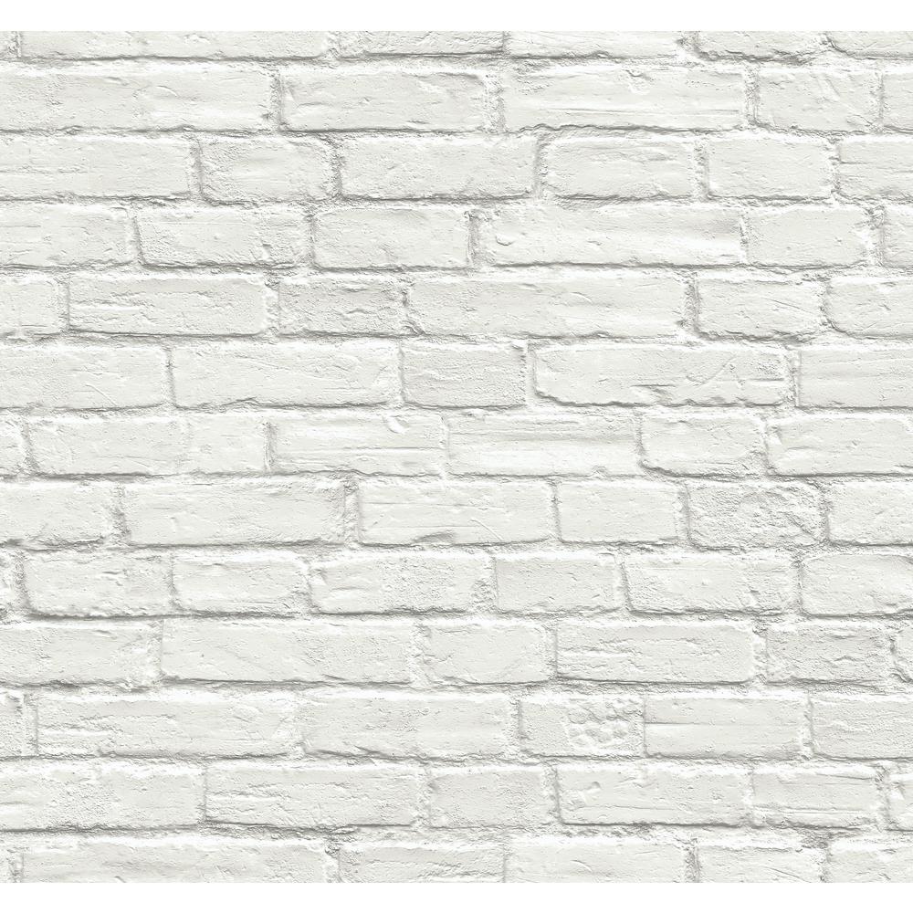 Nextwall Vintage White Brick Vinyl Peelable Wallpaper Covers 30 75 Sq Ft Ax The Home Depot