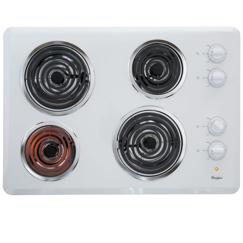 Whirlpool 30 In Coil Electric Cooktop In White With 4 Elements