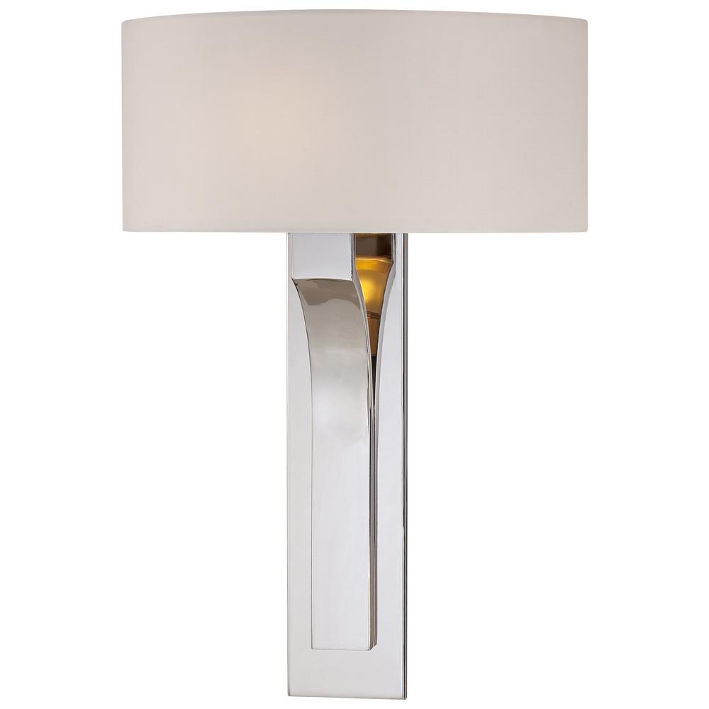 George Kovacs 1 Light Polished Nickel Sconce With White Fabric Shade George Kovacs 1 Light Polished Nickel Sconce With White Fabric Shade