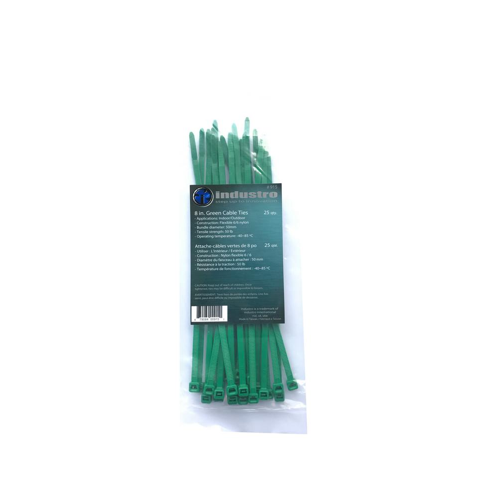 8 in. Green Cable Ties (25-Pack)
