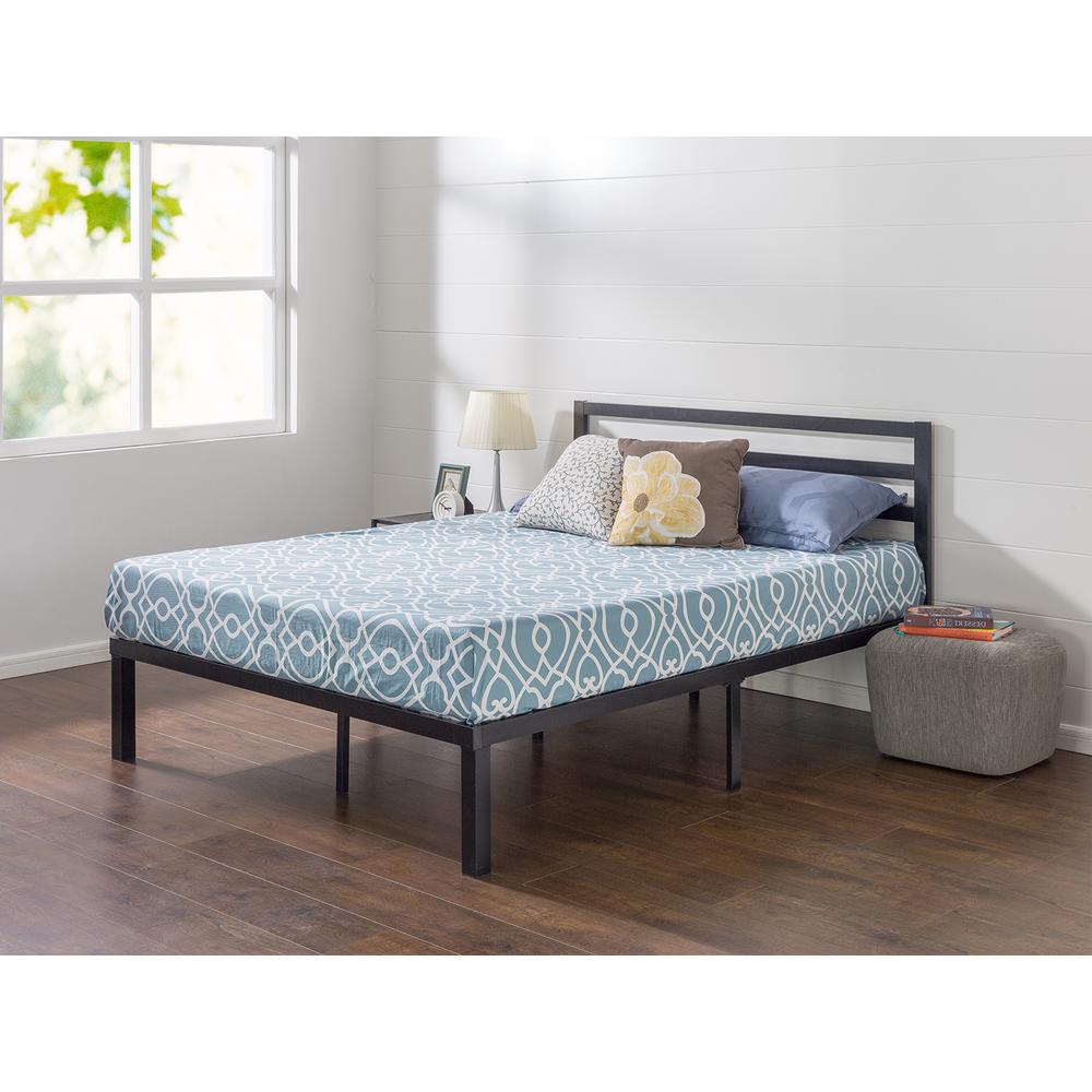 Luis Quick Lock 14 Inch Metal Platform Bed Frame With Headboard Queen