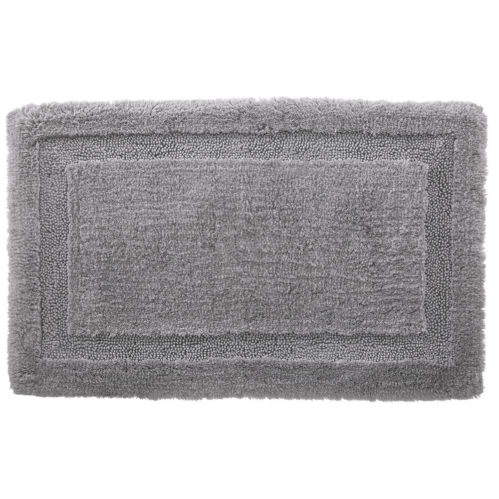 StyleWell Stone Gray 17 in. x 25 in. Non-Skid Cotton Bath Rug with ...