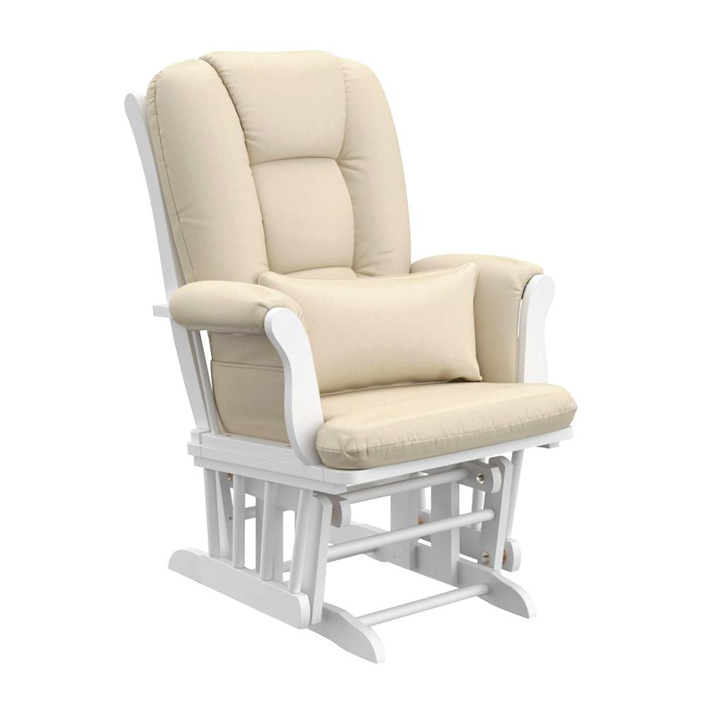storkcraft tuscany glider and ottoman with lumbar pillow