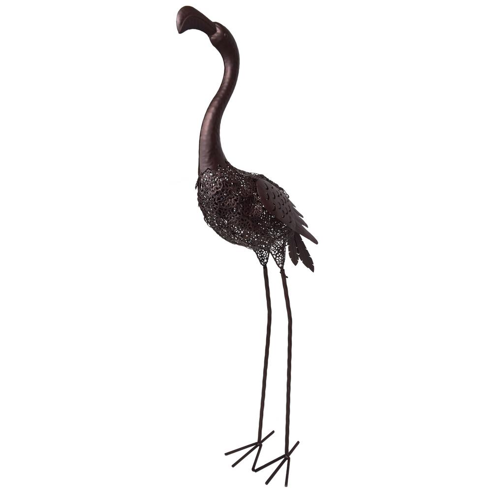 40 In Steel Indoor Outdoor Animal Garden Flamingo Metal Sculpture Steel Indoor Outdoor Animal Garden Flamingo Metal Sculpture Statue With Solar Light