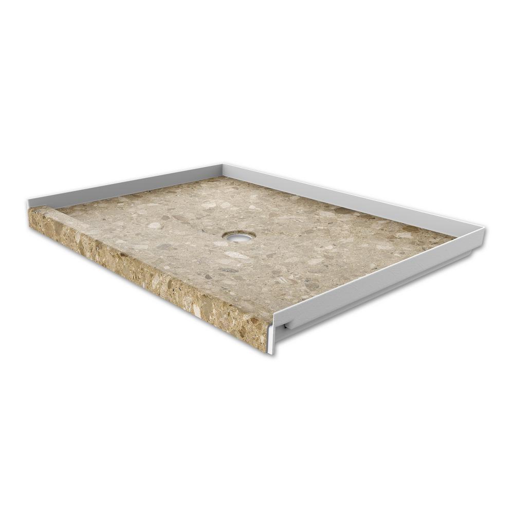 FlexStone 48 in. x 34 in. Single Threshold Shower Base with Center