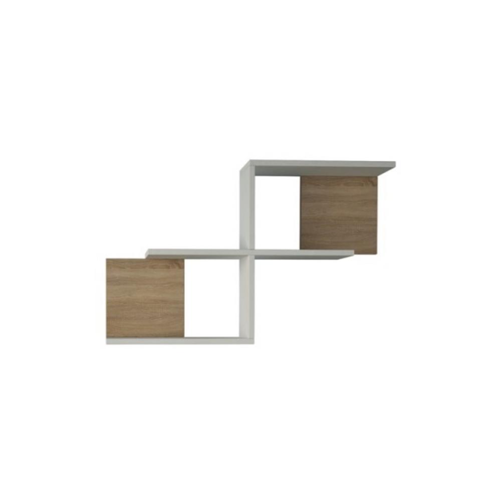 Wilfred White And Oak Mid Century Modern Wall Shelf