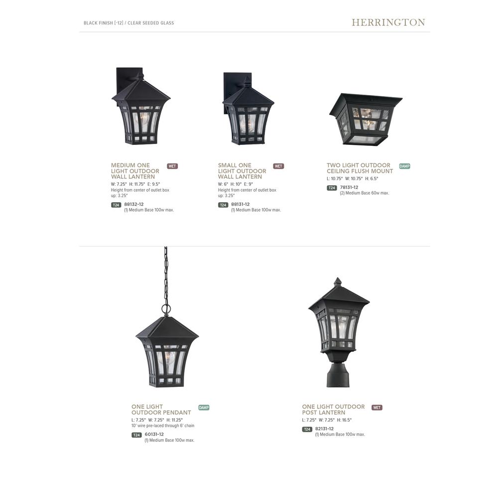 Sea Gull Lighting Herrington 1-Light Black Outdoor Hanging Pendant Fixture