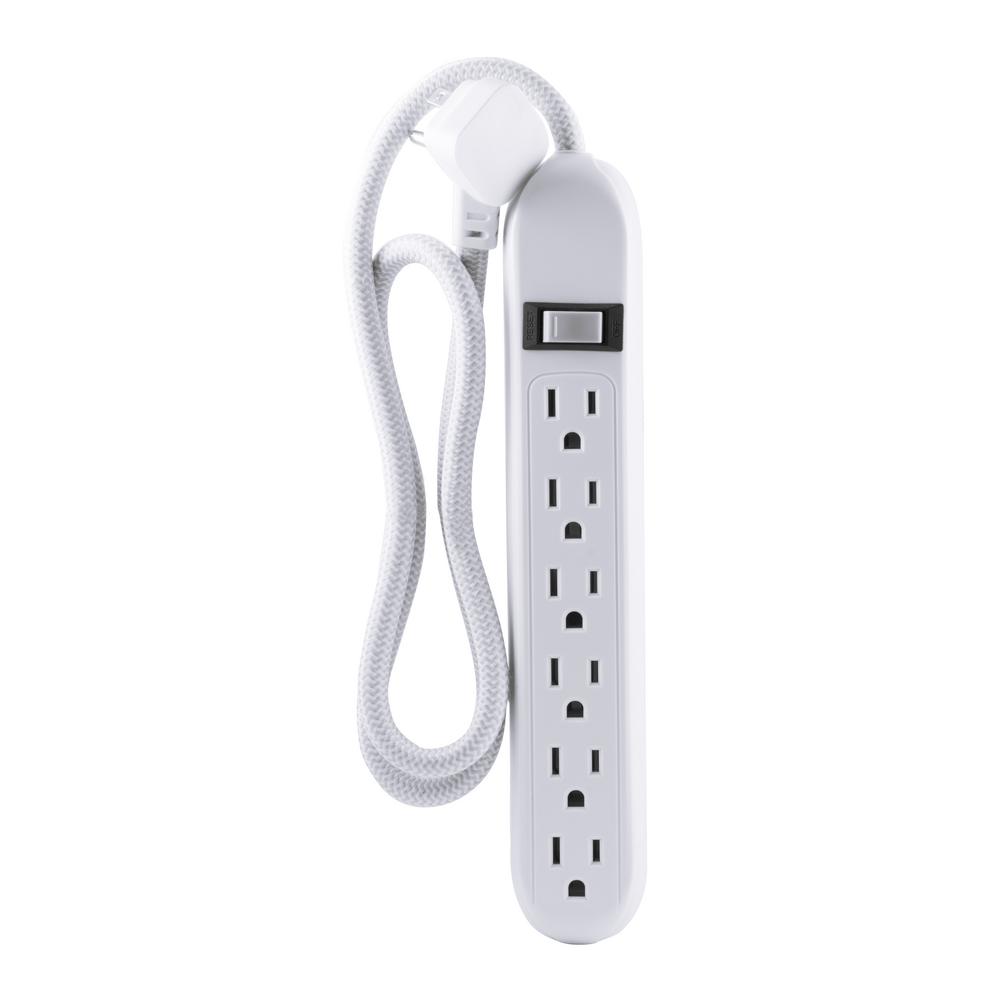 Cordinate 6 Outlet Surge Protector Power Strip With 3 Ft Braided