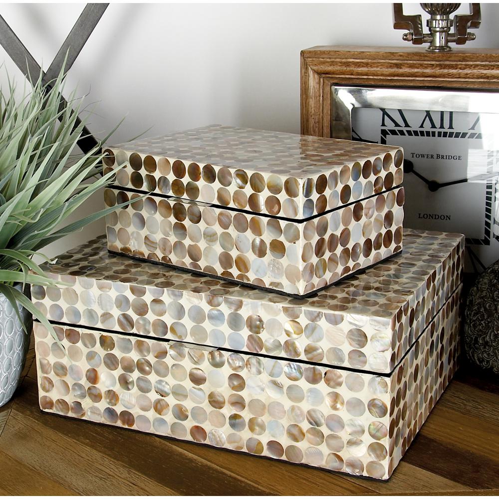 Litton Lane Beige MDF Multiple Decorative Boxes with Multi ...