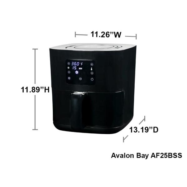 Avalon Bay 2 65 Qt Bpa Free Compact Countertop Digital Air Fryer And Mini Convection Oven With Free Recipe Book Black Af25bss The Home Depot