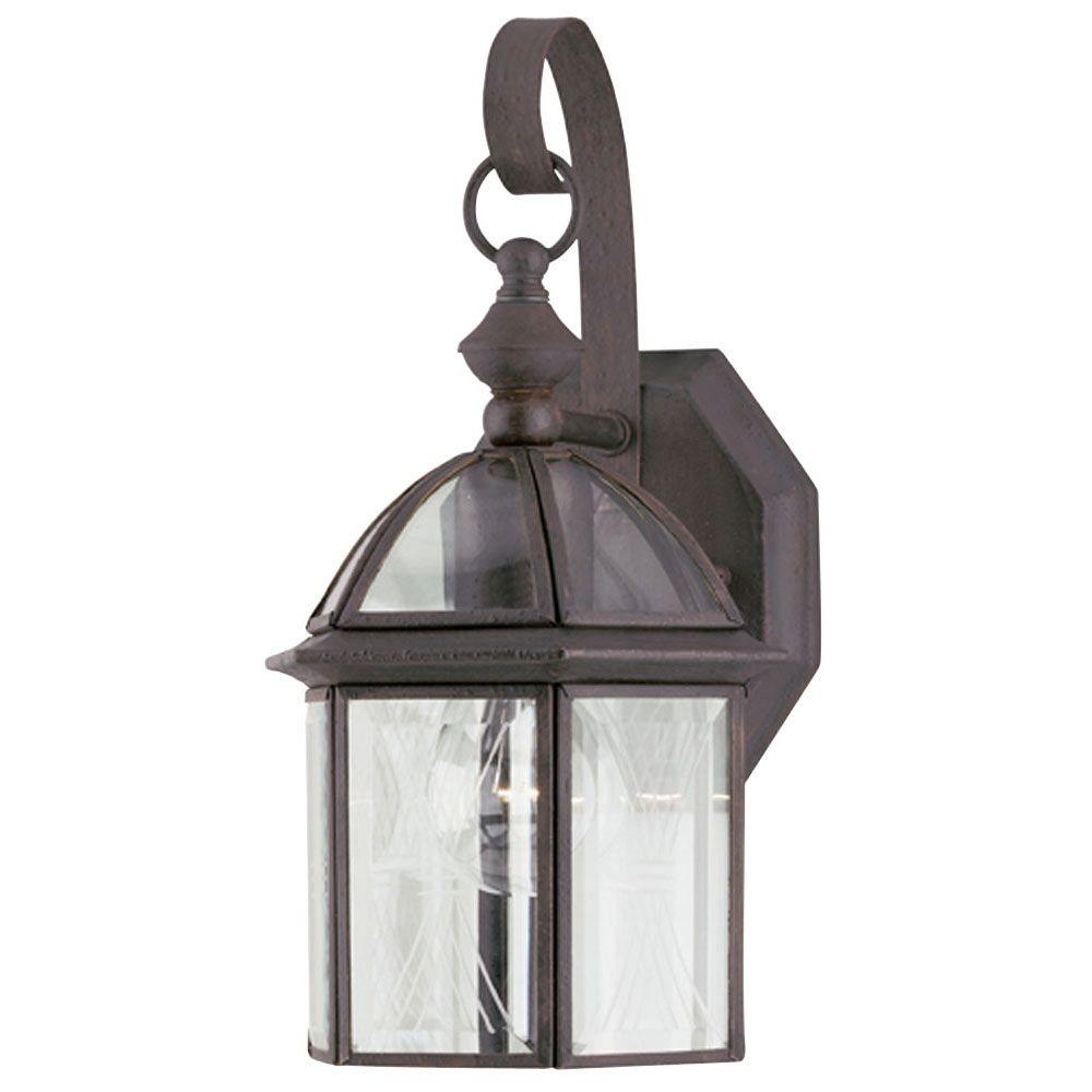 Westinghouse 1 Light Textured Rust Patina On Solid Brass Steel Exterior Wall Lantern With Clear