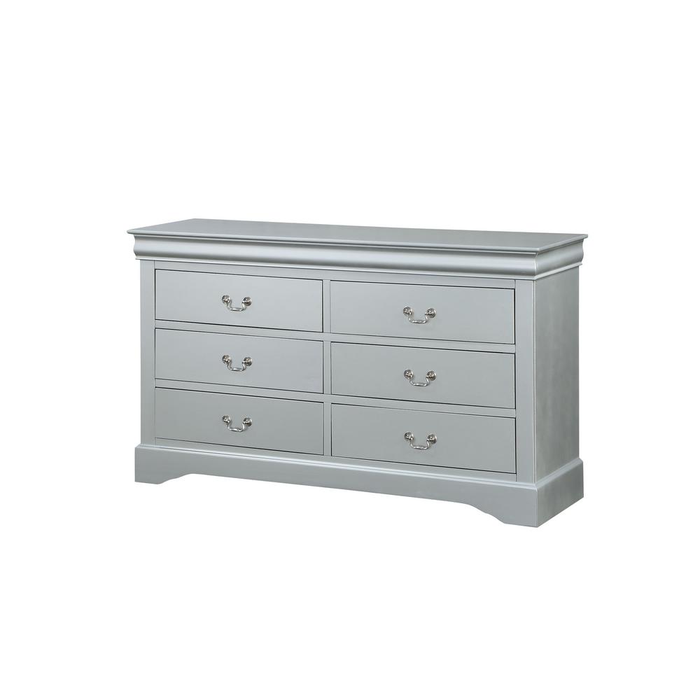 Acme Furniture Louis Philippe 6 Drawers Platinum Dresser 26735