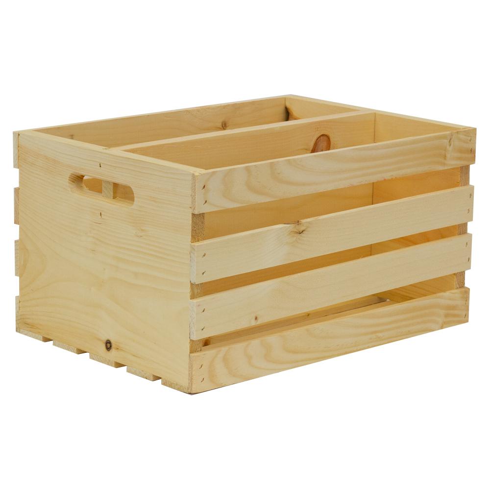 wooden crate with dividers