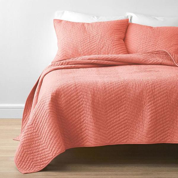 The Company Store Company Cotton Coral Solid King QuiltC3A3KCORAL