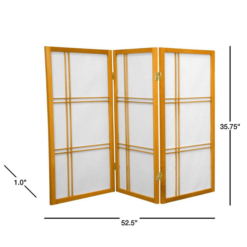 Honey 3 Panels Oriental Furniture 2 ft Tall Desktop Window Pane Shoji Screen