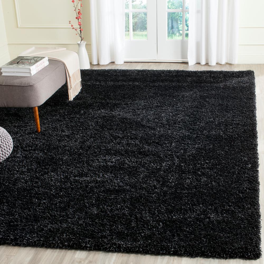 black fuzzy rug