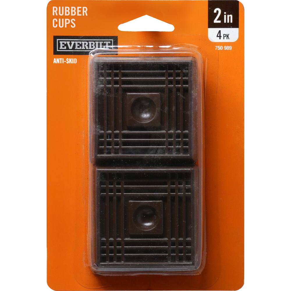 Everbilt 2 in. Brown Smooth Rubber Furniture Cups (4 per Pack)49076