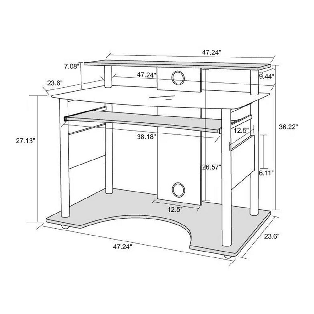 Proht Black And Wood Workstation Computer Desk With Keyboard Tray