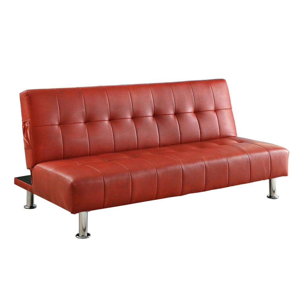Bulle Red Leatherette Futon