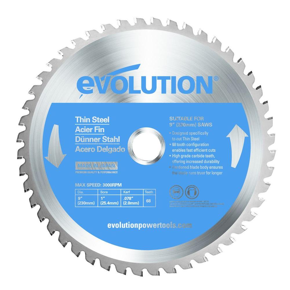 Evolution Power Tools 9 in. 68Teeth Thin Steel Cutting Saw Blade